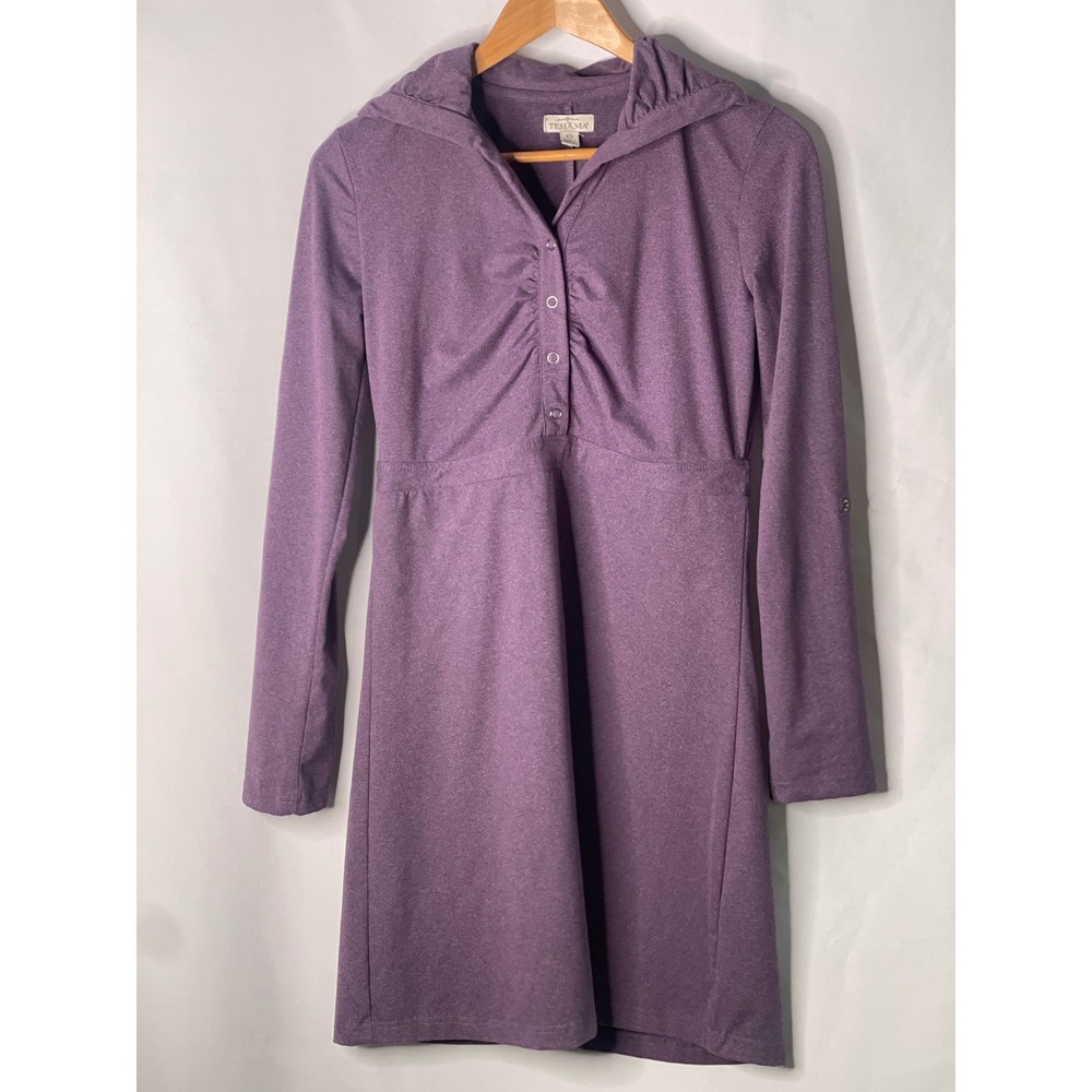 Tehama Womens Purple  Long Sleeve Snap Front Athleisure Dress XS RN137013